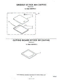10 - Griddle Kit Rck 884 , Cutting  Boar parts for Whirlpool Range RS676PXL0 from AppliancePartsPros.com