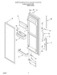 06 - Refrigerator Door parts for Whirlpool Refrigerator GD22DKXHW00 from AppliancePartsPros.com