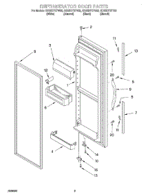 06 - Refrigerator Door parts for Whirlpool Refrigerator GD25DFXFT03 from AppliancePartsPros.com
