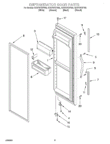 06 - Refrigerator Door parts for Whirlpool Refrigerator GD27DFXFW03 from AppliancePartsPros.com