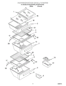03 - Refrigerator Shelf parts for Whirlpool Refrigerator 8ED22PQXFW02 from AppliancePartsPros.com