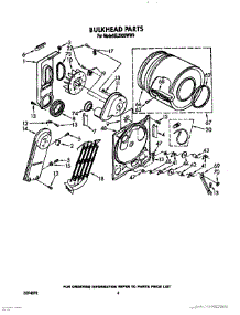 04 - Bulkhead parts for Roper Dryer EL2020WW0 from AppliancePartsPros.com