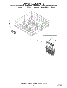 10 - Lower Rack Parts parts for Amana Dishwasher ADB1400AWW5 / from AppliancePartsPros.com