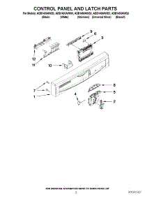 02 - Control Panel And Latch Parts parts for Amana Dishwasher ADB1400AWQ3 / from AppliancePartsPros.com