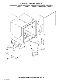 05 - Tub And Frame Parts parts for Amana Dishwasher ADB1600AWB4 / from AppliancePartsPros.com