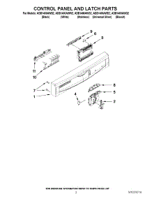02 - Control Panel And Latch Parts parts for Amana Dishwasher ADB1400AWB2 / from AppliancePartsPros.com