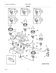 05 - Burner parts for Electrolux Cooktop E36GC70FSS2 / from AppliancePartsPros.com