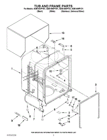 05 - Tub And Frame Parts parts for Amana Dishwasher ADB1400PYB1 / from AppliancePartsPros.com