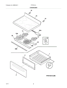 07 - Top / Drawer parts for Frigidaire Range FFEF3013LWF / from AppliancePartsPros.com
