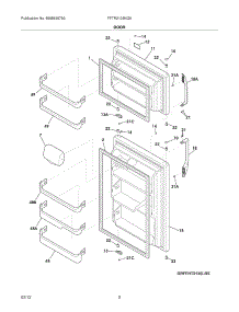 03 - Doors parts for Frigidaire Refrigerator FFTR2126NQ5 / from AppliancePartsPros.com