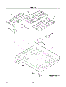 09 - Main Top parts for Frigidaire Range FGGF301DNWA / from AppliancePartsPros.com