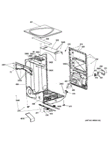 04 - Cabinet & Top Panel parts for Ge Dryer PFDS455EL2MV / from AppliancePartsPros.com