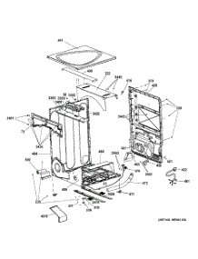 04 - Cabinet & Top Panel parts for Ge Dryer PFDS451GL2WW / from AppliancePartsPros.com