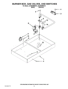 02 - Burner Box, Gas Valves, And Switches parts for Jenn-Air Cooktop JGC9536BDB16 / from AppliancePartsPros.com