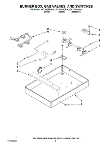 02 - Burner Box, Gas Valves, And Switches parts for Jenn-Air Cooktop JGC1430ADB14 / from AppliancePartsPros.com