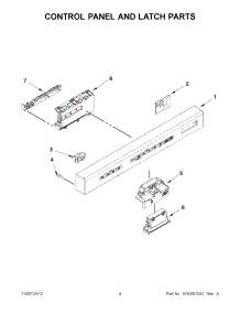 02 - Control Panel And Latch Parts parts for Kitchenaid Dishwasher KUDE50CXSS9 / from AppliancePartsPros.com
