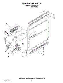 03 - Inner Door Parts parts for Kitchenaid Dishwasher KUDS30FXPA8 / from AppliancePartsPros.com