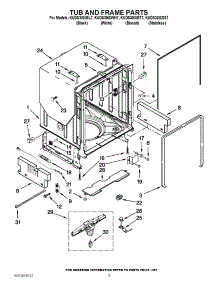 05 - Tub And Frame Parts parts for Kitchenaid Dishwasher KUDS30IXBT7 / from AppliancePartsPros.com