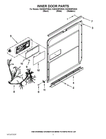 03 - Inner Door Parts parts for Kitchenaid Dishwasher KUDS30FXWH5 / from AppliancePartsPros.com