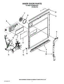03 - Inner Door Parts parts for Kitchenaid Dishwasher KUDE60HXSS4 / from AppliancePartsPros.com