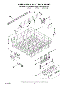 09 - Upper Rack And Track Parts parts for Kitchenaid Dishwasher KUDS35FXWH5 / from AppliancePartsPros.com