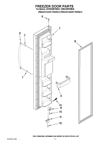 07 - Freezer Door Parts parts for Kitchenaid Refrigerator KSRS25RVMK05 / from AppliancePartsPros.com
