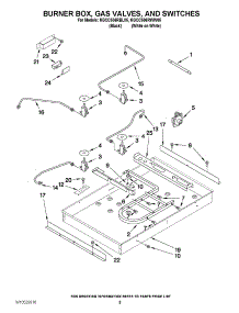 02 - Burner Box, Gas Valves, And Switches parts for Kitchenaid Cooktop KGCC506RBL05 / from AppliancePartsPros.com