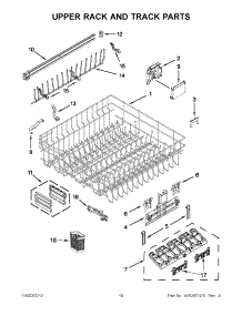 09 - Upper Rack And Track Parts parts for Kitchenaid Dishwasher KUDE40FXBT6 / from AppliancePartsPros.com