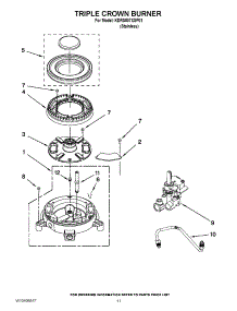 08 - Triple Crown Burner parts for Kitchenaid Range KDRS807XSP01 / from AppliancePartsPros.com