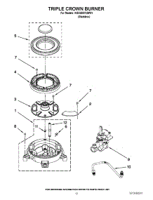 08 - Triple Crown Burner parts for Kitchenaid Oven KGSS907XSP01 / from AppliancePartsPros.com