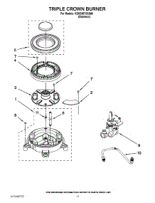08 - Triple Crown Burner parts for Kitchenaid Range KDSS907SSS05 / from AppliancePartsPros.com