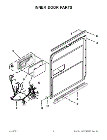03 - Inner Door Parts parts for Whirlpool Dishwasher BLB14DRANA0 / from AppliancePartsPros.com
