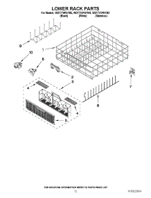 10 - Lower Rack Parts parts for Whirlpool Dishwasher WDT770PAYB3 / from AppliancePartsPros.com