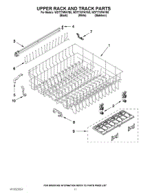 09 - Upper Rack And Track Parts parts for Whirlpool Dishwasher WDT770PAYW3 / from AppliancePartsPros.com