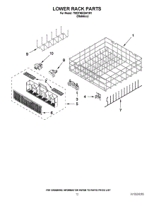 10 - Lower Rack Parts parts for Whirlpool Dishwasher 7WDT950SAYM1 / from AppliancePartsPros.com