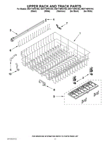 09 - Upper Rack And Track Parts parts for Whirlpool Dishwasher WDT710PAYE3 / from AppliancePartsPros.com