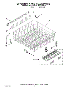 09 - Upper Rack And Track Parts parts for Whirlpool Dishwasher 7WDT770PAYM3 / from AppliancePartsPros.com