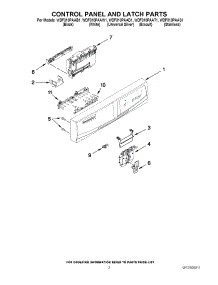 02 - Control Panel And Latch Parts parts for Whirlpool Dishwasher WDF310PAAB1 / from AppliancePartsPros.com