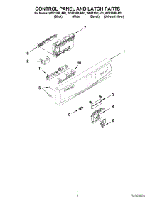 02 - Control Panel And Latch Parts parts for Whirlpool Dishwasher WDF310PLAD1 / from AppliancePartsPros.com
