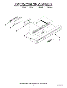 02 - Control Panel And Latch Parts parts for Whirlpool Dishwasher WDF730PAYM3 / from AppliancePartsPros.com