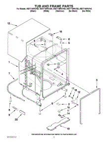 05 - Tub And Frame Parts parts for Whirlpool Dishwasher WDT710PAYW3 / from AppliancePartsPros.com