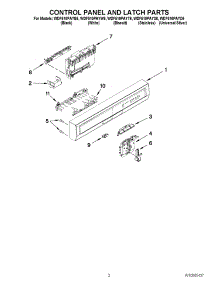 02 - Control Panel And Latch Parts parts for Whirlpool Dishwasher WDF510PAYW6 / from AppliancePartsPros.com
