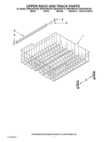 09 - Upper Rack And Track Parts parts for Whirlpool Dishwasher WDF510PAYW6 / from AppliancePartsPros.com
