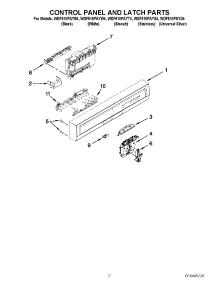 02 - Control Panel And Latch Parts parts for Whirlpool Dishwasher WDF510PAYT4 / from AppliancePartsPros.com