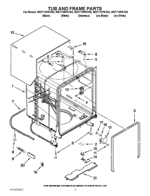 05 - Tub And Frame Parts parts for Whirlpool Dishwasher WDT710PAYE2 / from AppliancePartsPros.com