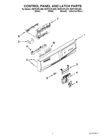 02 - Control Panel And Latch Parts parts for Whirlpool Dishwasher WDF310PLAB0 / from AppliancePartsPros.com