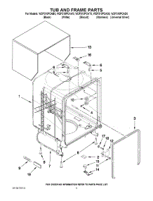 05 - Tub And Frame Parts parts for Whirlpool Dishwasher WDF310PCAD0 / from AppliancePartsPros.com