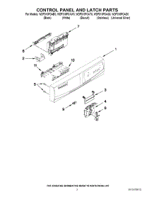 02 - Control Panel And Latch Parts parts for Whirlpool Dishwasher WDF310PCAT0 / from AppliancePartsPros.com