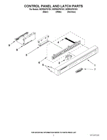 02 - Control Panel And Latch Parts parts for Whirlpool Dishwasher WDF530PSYB1 / from AppliancePartsPros.com