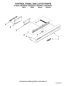 02 - Control Panel And Latch Parts parts for Whirlpool Dishwasher WDF730PAYB1 / from AppliancePartsPros.com